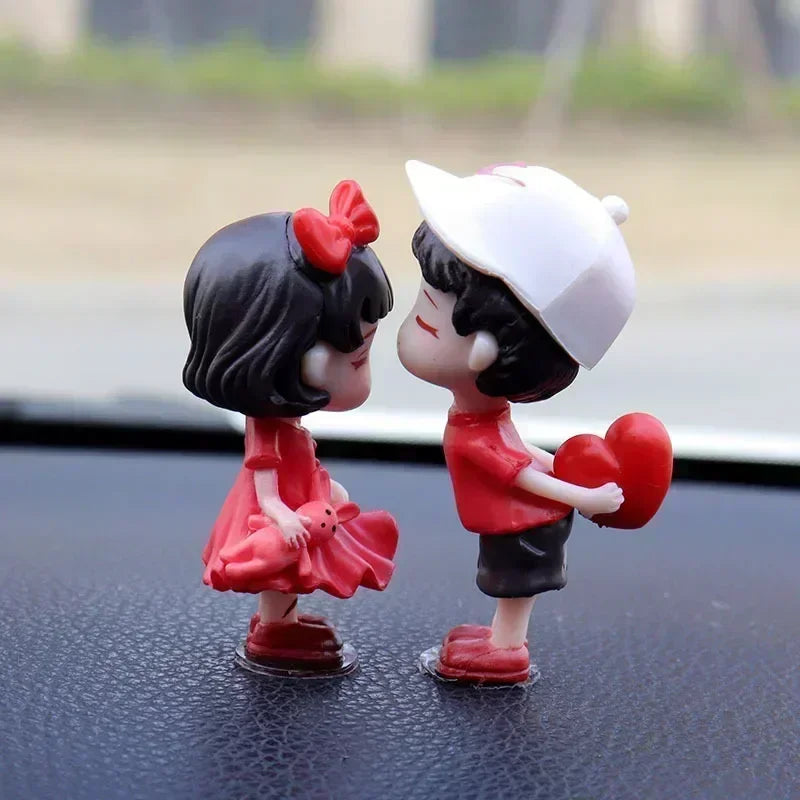 Cartoon Resin Couples Figurine Cute Lovers Balloon Ornament for Car Dashboard;Office Desktop;Home Decor