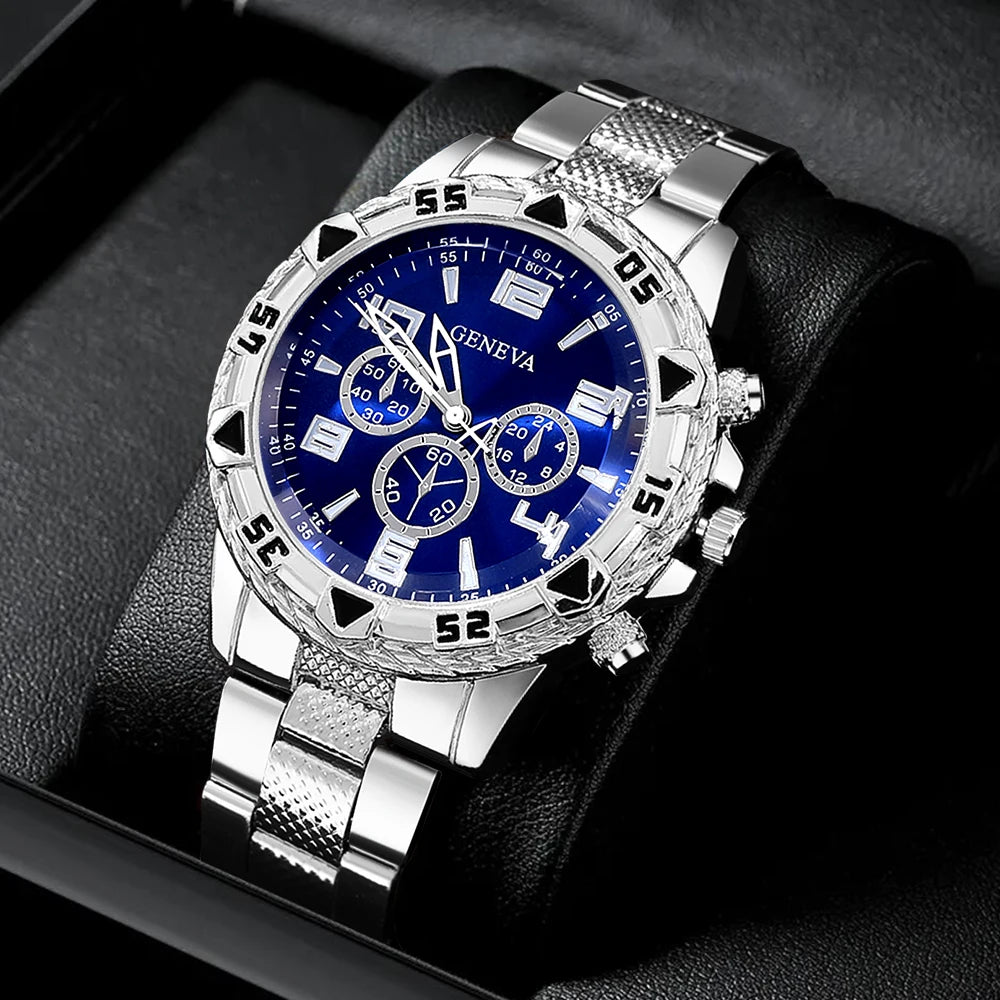 Men's Luxury Blue Dial Chronograph Watch