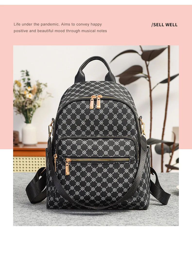 Retro Print Backpack Bag