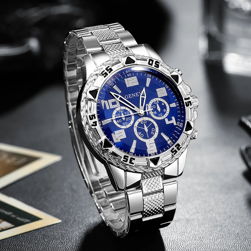 Men's Luxury Blue Dial Chronograph Watch