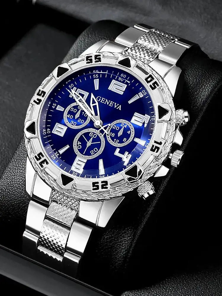 Men's Luxury Blue Dial Chronograph Watch