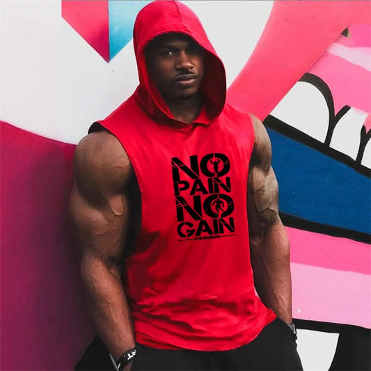 Bodybuilding Sleeveless Hooded Shirt