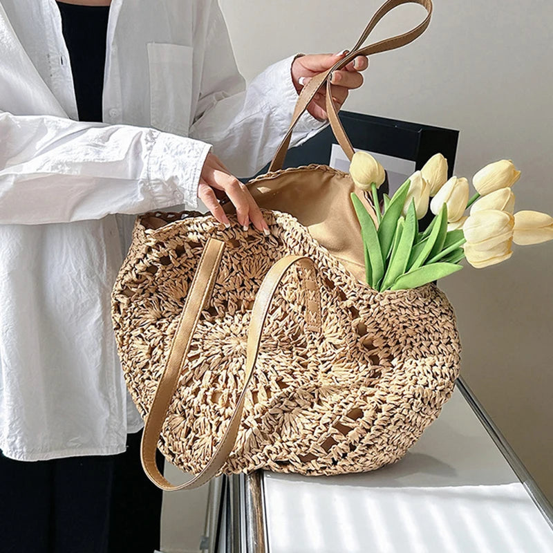 Large Capacity Straw Woven Shoulder Bag