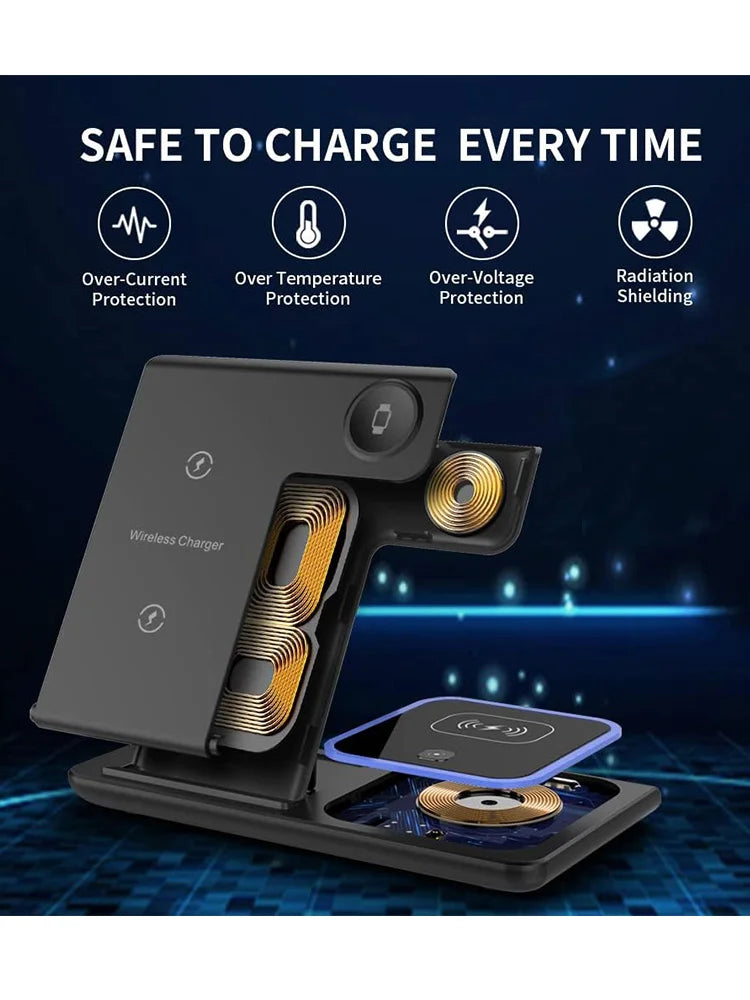 3 in 1 Fast Wireless Charging Station For iPhone 17- 12 Apple Watch 9 8 7 6 5 Airpods Pro