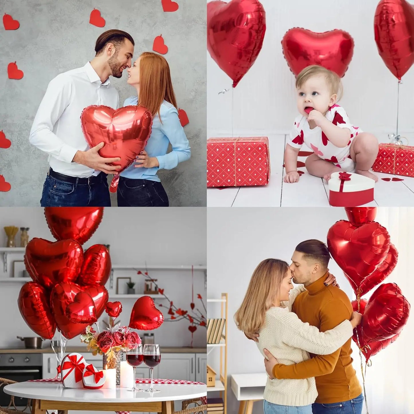 5-30PCS 18 Inches Large Foil Red Heart Shaped Balloons