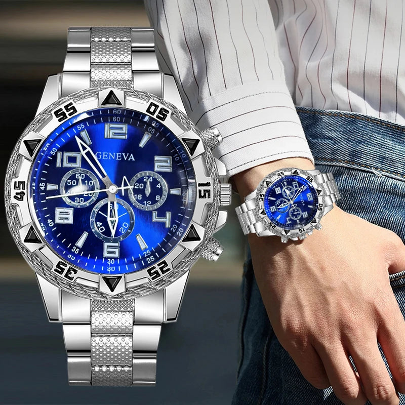 Men's Luxury Blue Dial Chronograph Watch