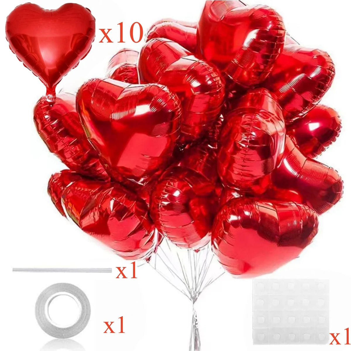 5-30PCS 18 Inches Large Foil Red Heart Shaped Balloons