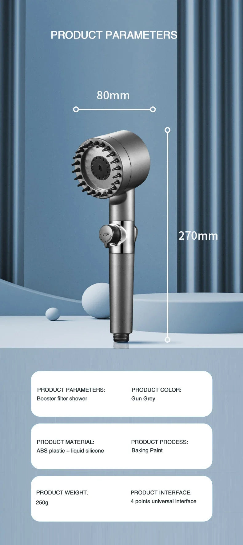 3-mode Adjustable High-Pressure Shower Head
