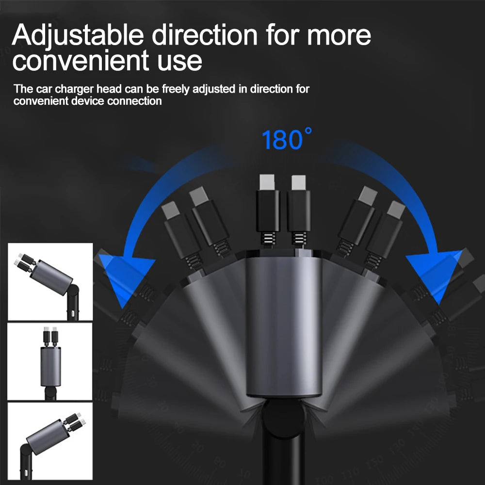 4 IN 1 Car Phone Charger 120W. Display For IPhone Huawei Samsung