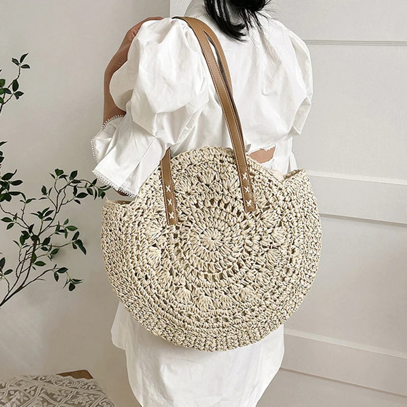 Large Capacity Straw Woven Shoulder Bag