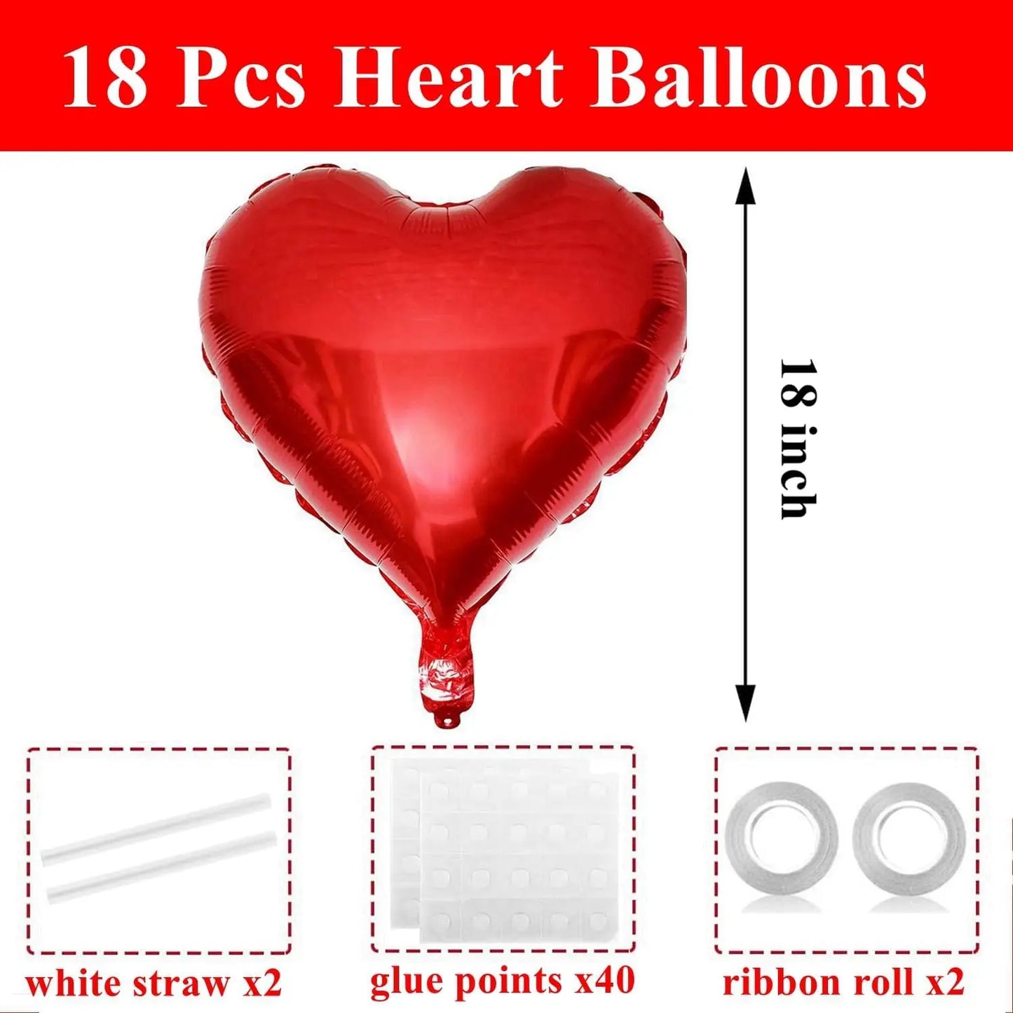 5-30PCS 18 Inches Large Foil Red Heart Shaped Balloons