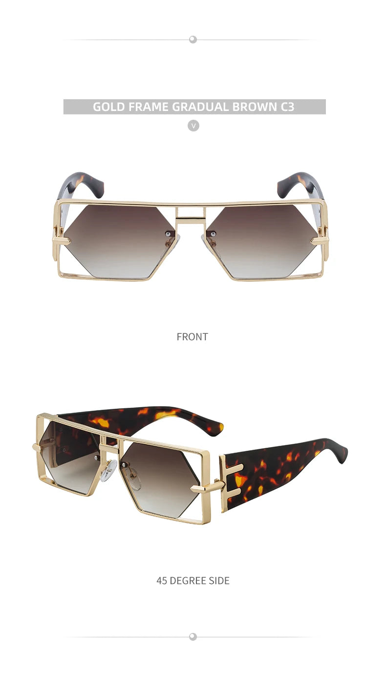Luxury Hollow Metal Frame Sun Glasses