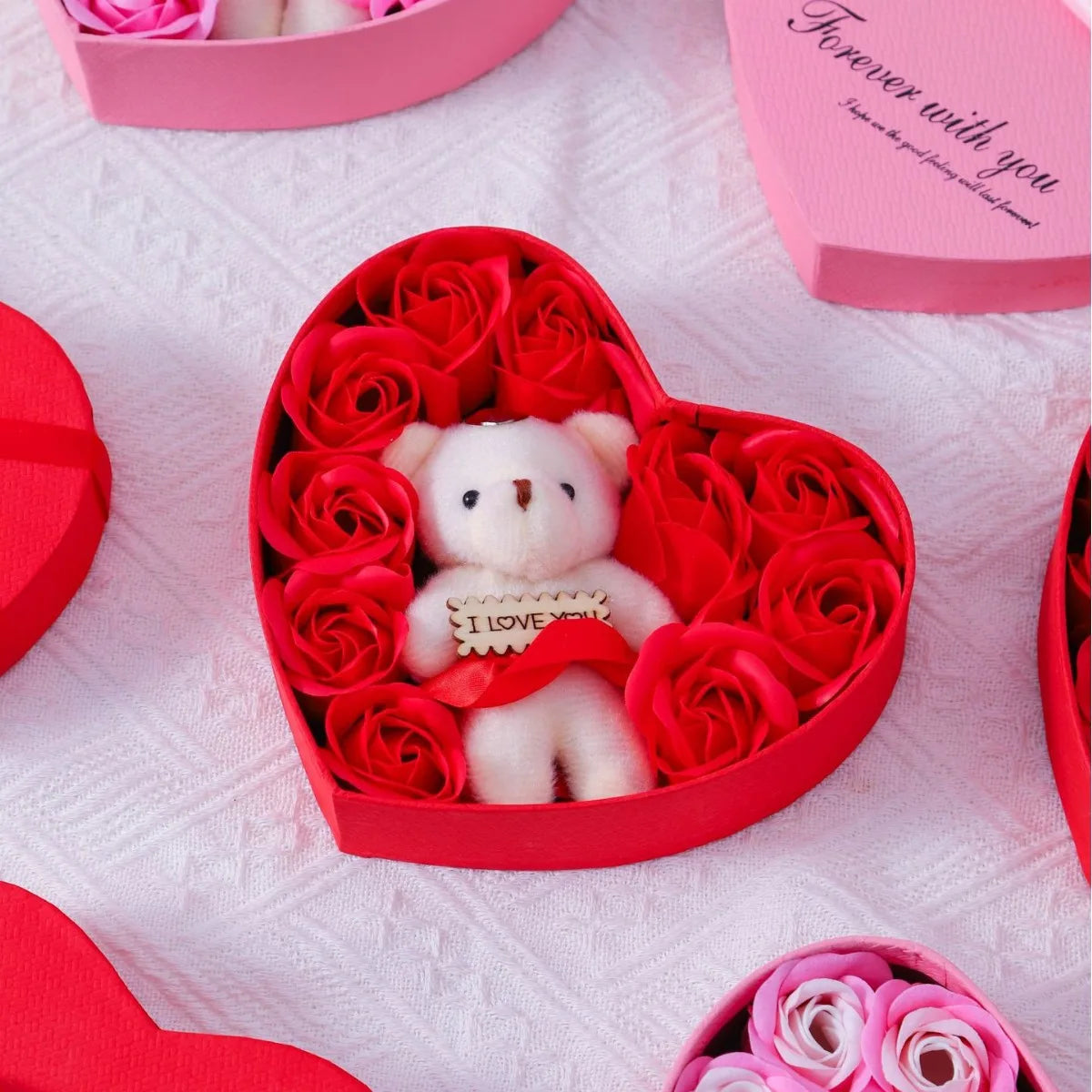Valentine's Day Gift Box with Bear Soap and Rose Flower's