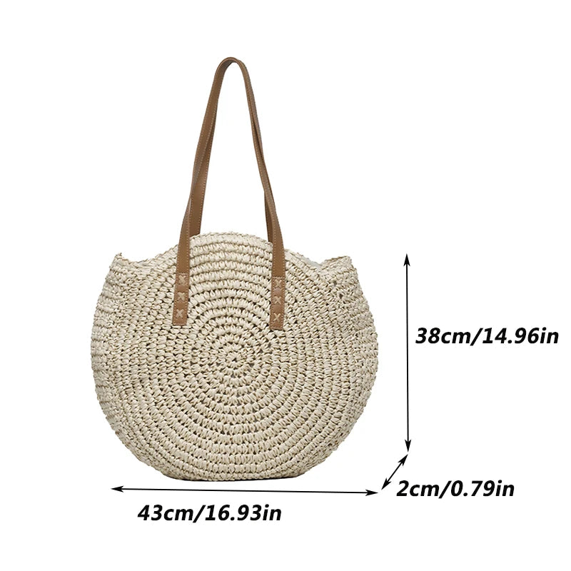 Large Capacity Straw Woven Shoulder Bag