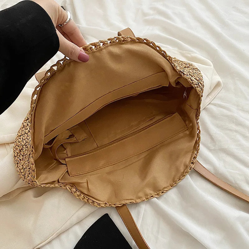Large Capacity Straw Woven Shoulder Bag