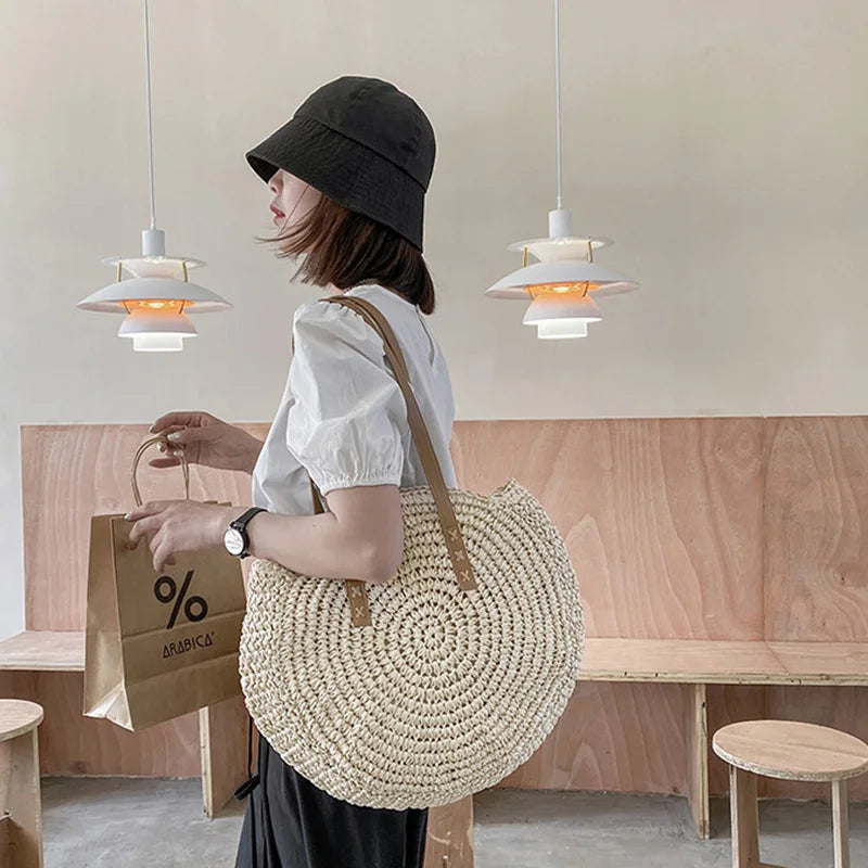Large Capacity Straw Woven Shoulder Bag