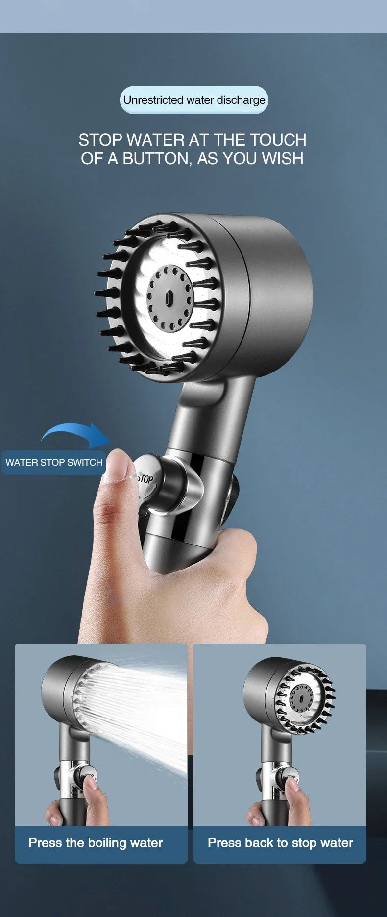 3-mode Adjustable High-Pressure Shower Head