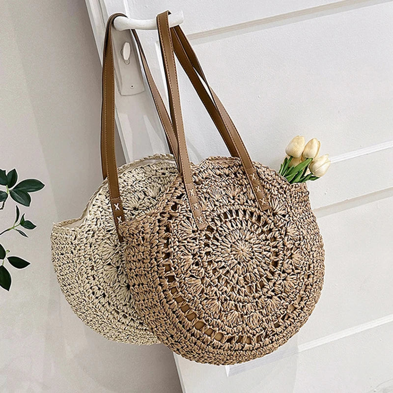 Large Capacity Straw Woven Shoulder Bag