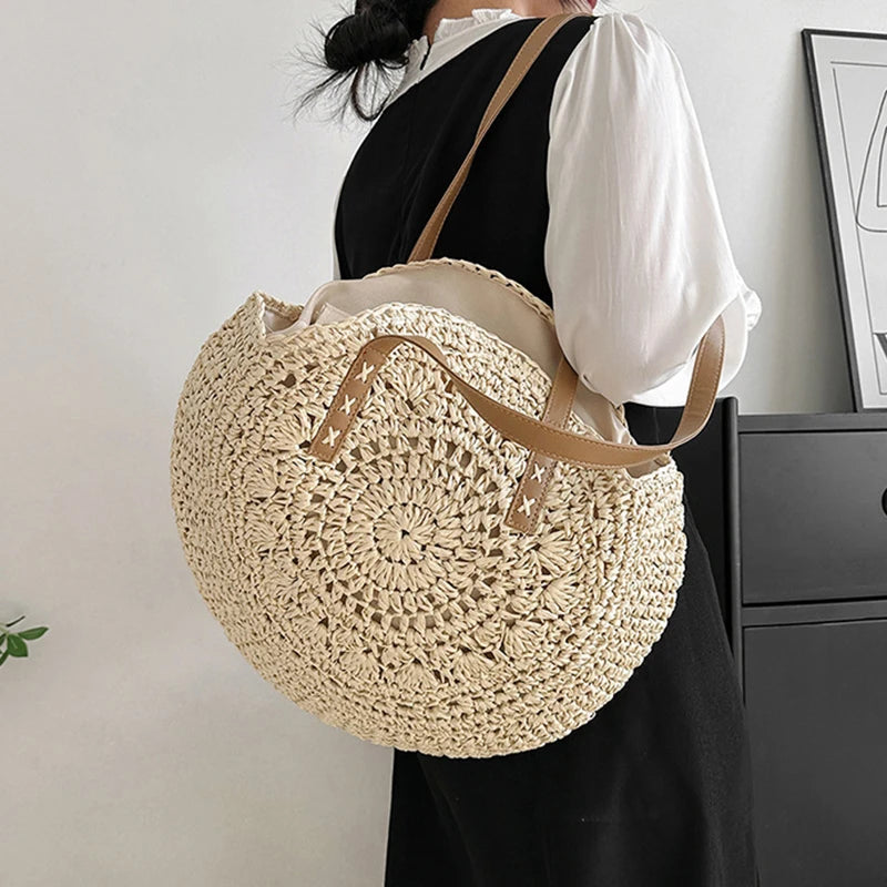Large Capacity Straw Woven Shoulder Bag