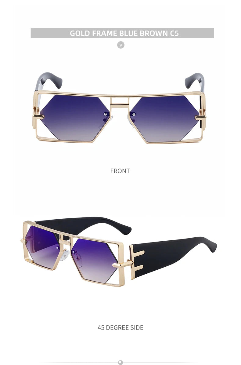 Luxury Hollow Metal Frame Sun Glasses