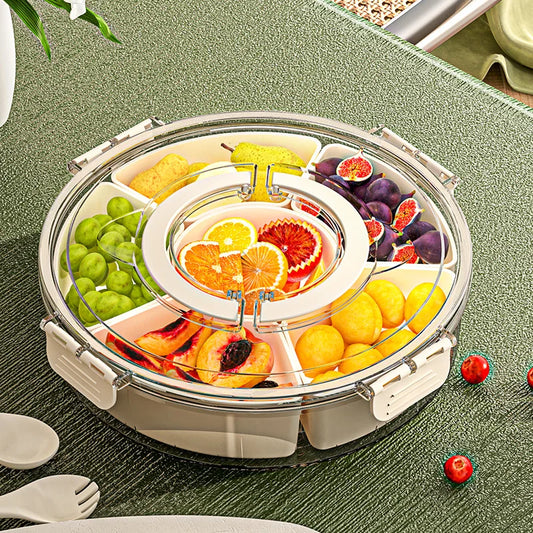 Rotating Snack Tray with Lid and Handle