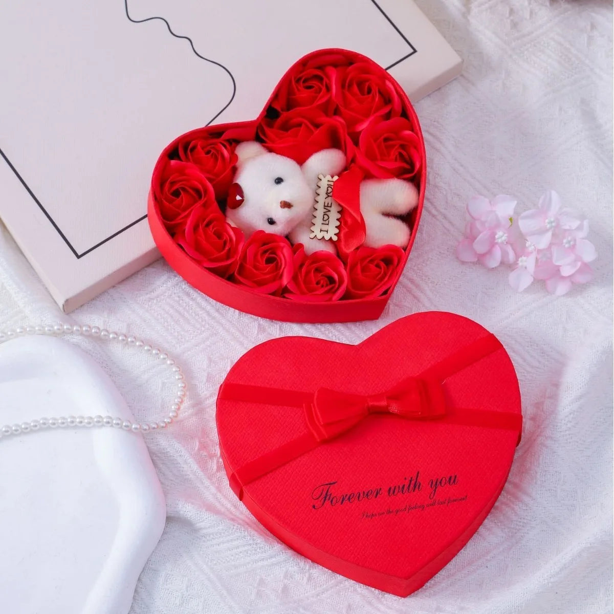 Valentine's Day Gift Box with Bear Soap and Rose Flower's