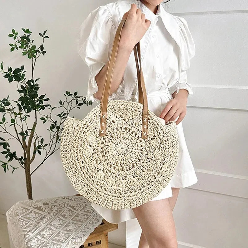 Large Capacity Straw Woven Shoulder Bag