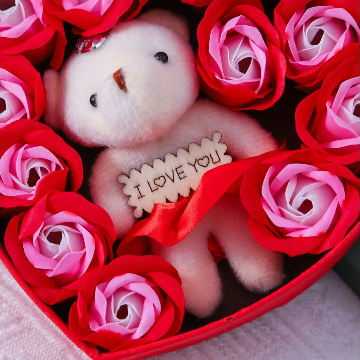 Valentine's Day Gift Box with Bear Soap and Rose Flower's