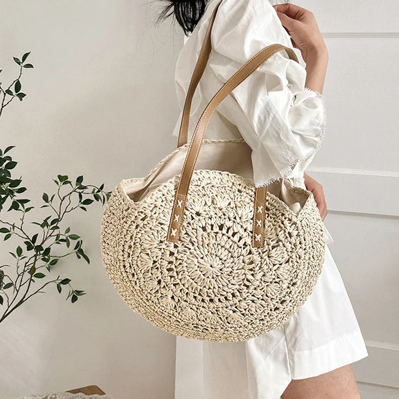 Large Capacity Straw Woven Shoulder Bag