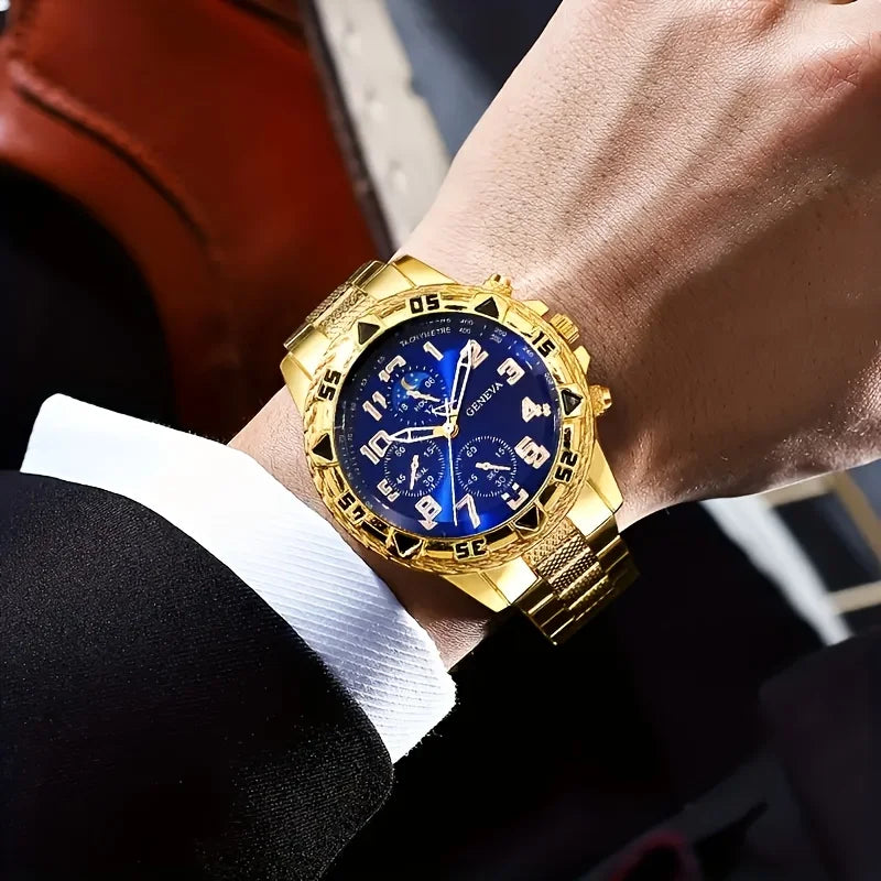 2pcs Men's Stainless Steel  Quartz Watch Set