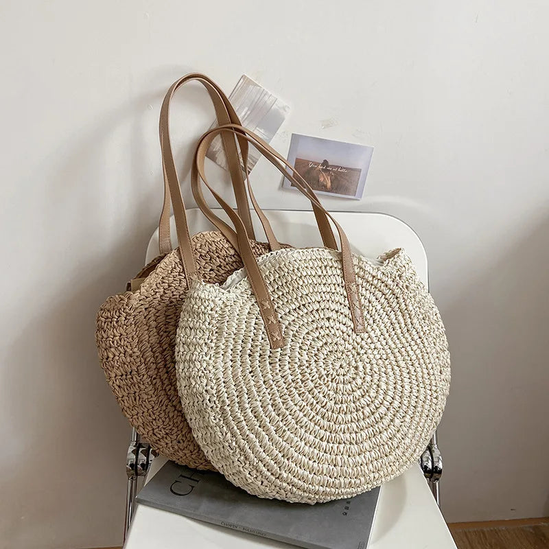 Large Capacity Straw Woven Shoulder Bag